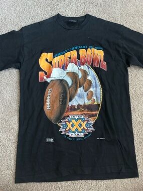 Vintage Super Bowl XXX Graphic Tee - Black with Multicolor Print
